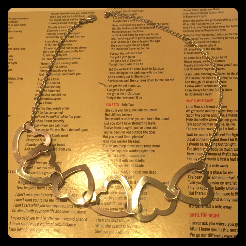 Silver colored heart necklace